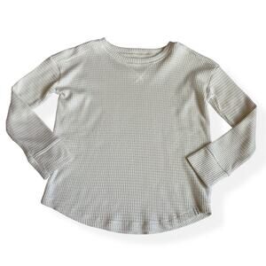 Abercrombie Kids Ivory Waffle Knit Long Sleeve Top 7/8